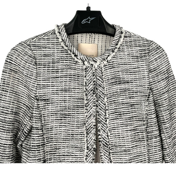 REBECCA TAYLOR  BOUCLE TWEED BLACK AND WHITE JACKET - Picture 3 of 9